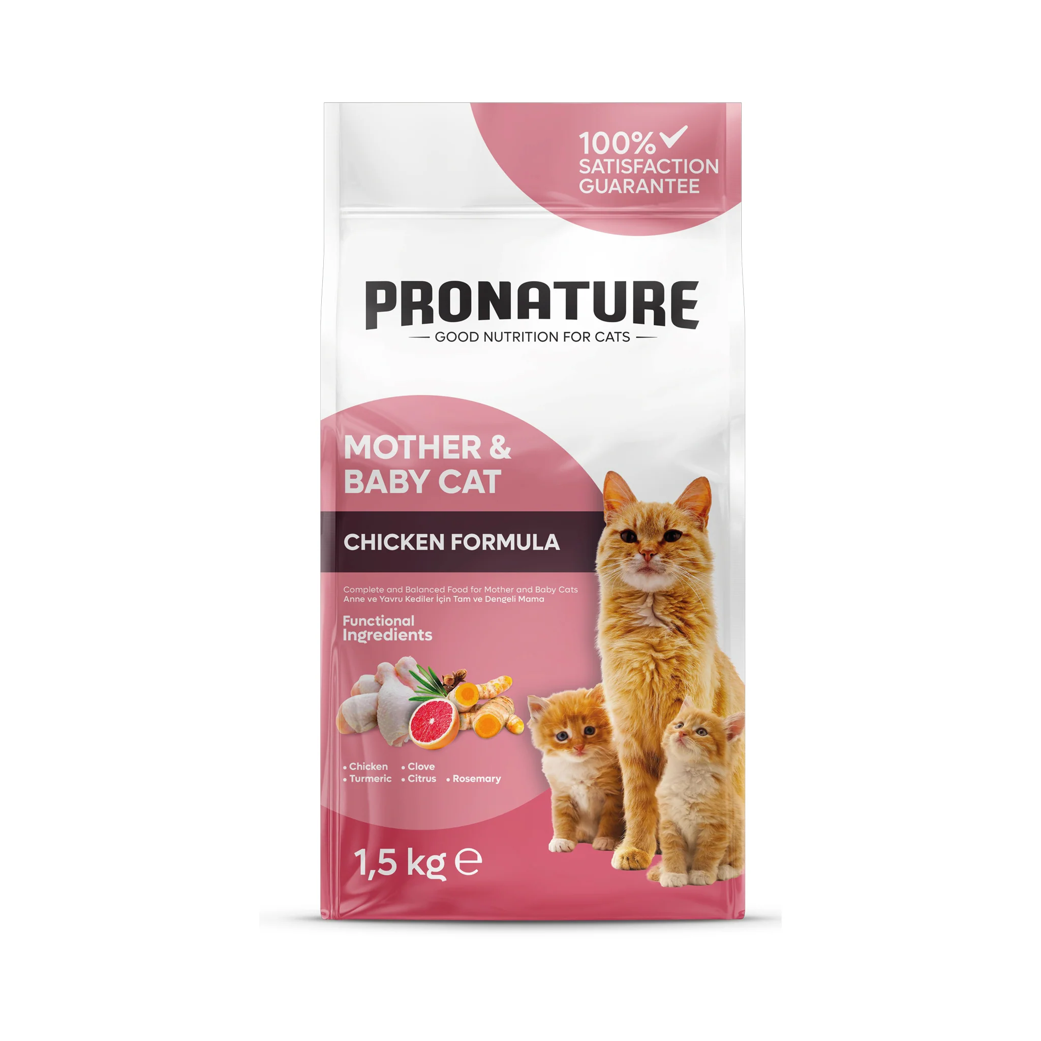 pronature mother & baby cat food chicken 1.5kg