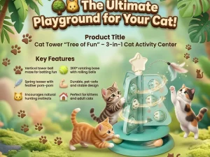 4-Layer Cat Feather Stick with Wheel Track Toy – Interactive Cat Play Toy