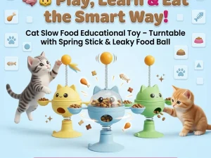Educational Cat Toy Ball with Slow Feeder, Spring & Spinner – Interactive Puzzle Toy