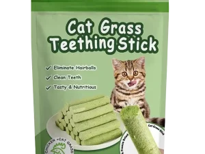 Cat Dental Chews, Grass Sticks Chicken Flavor, for Teeth & Hairball, 6 pcs